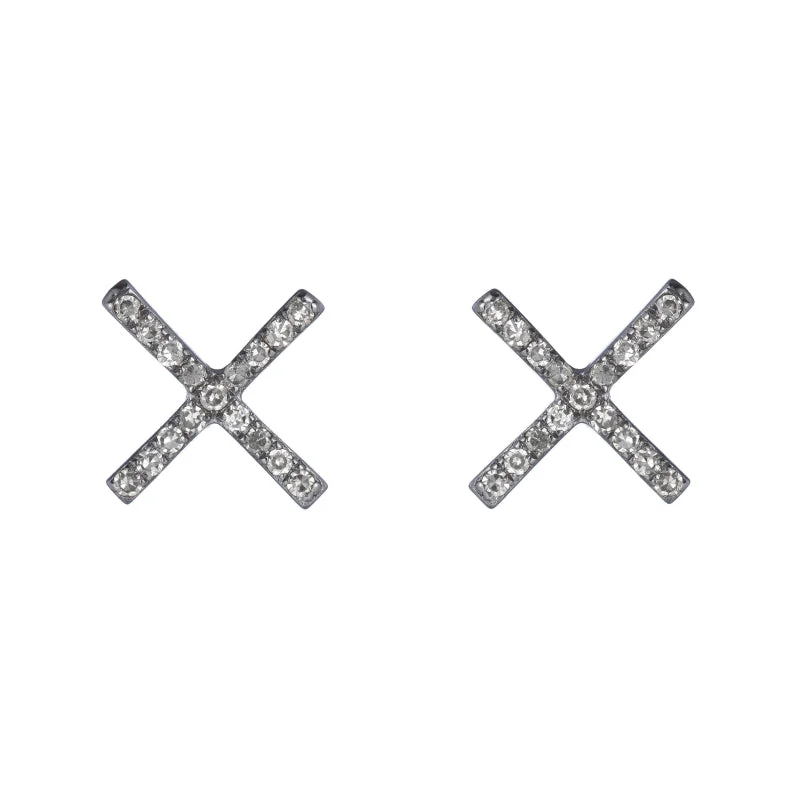 Luxury Earrings-Diamond Pavé X Earrings