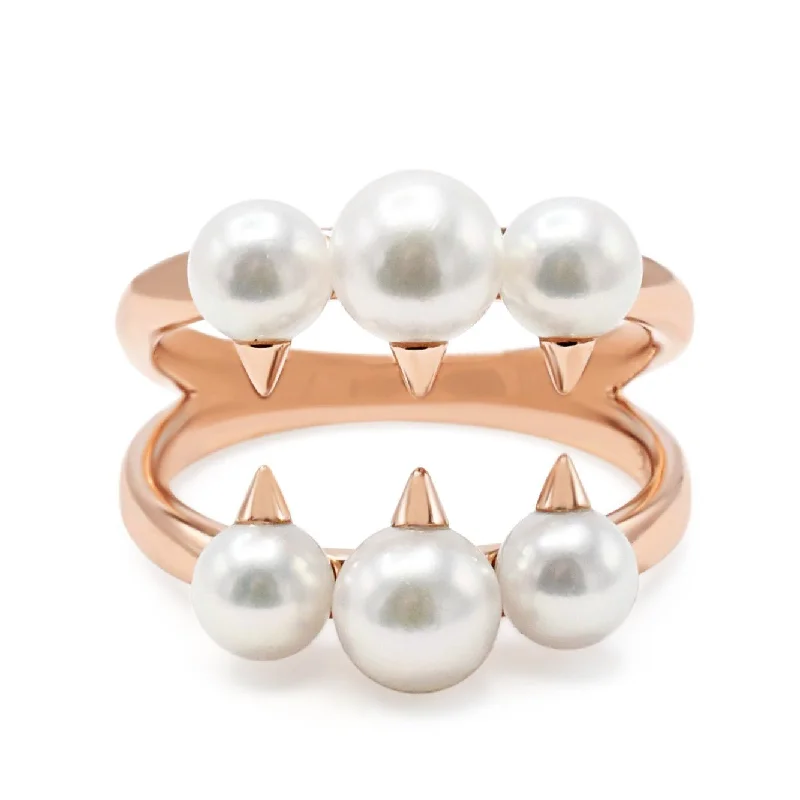 Crystal Rings-Tasaki Danger Signature Ring Akoya Pearls.