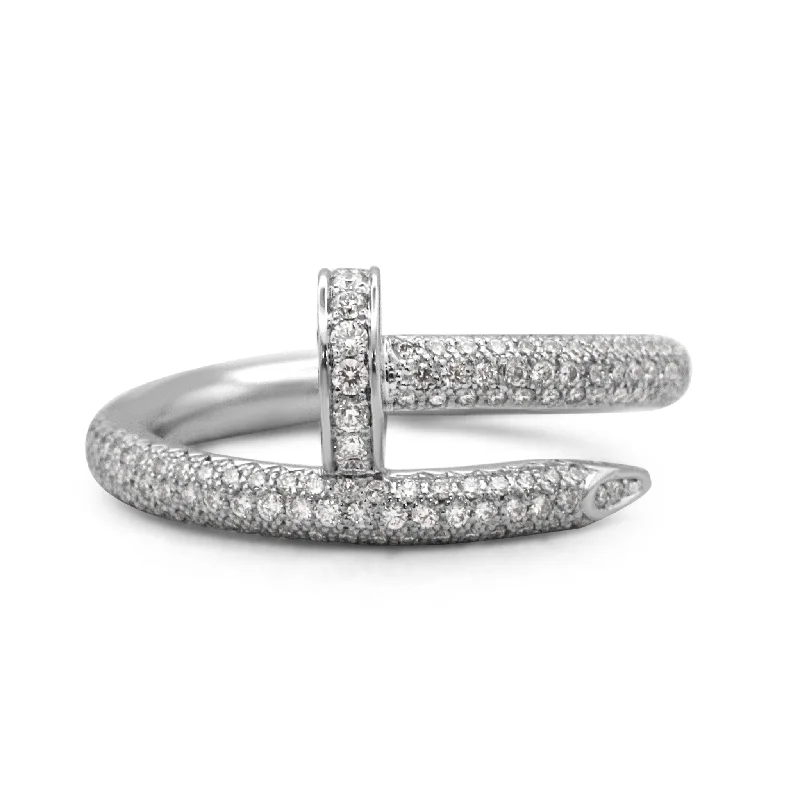 Statement Rings-Cartier Diamond Set Juste Un Clou Ring Size 53 - 18ct White Gold