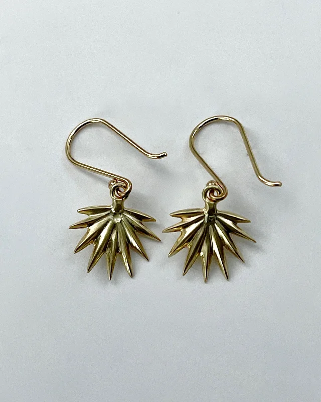 Brown Earrings-Annette Ferdinandsen Tiny Gold Fan Palm Earrings