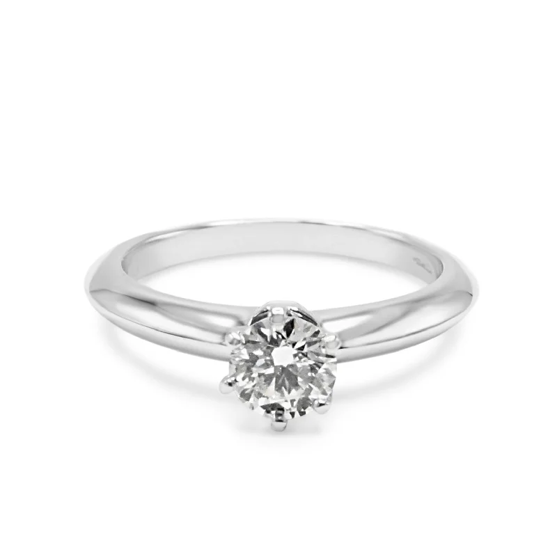 Designer Wedding Rings-Tiffany & Co. Solitaire Diamond Ring - Platinum