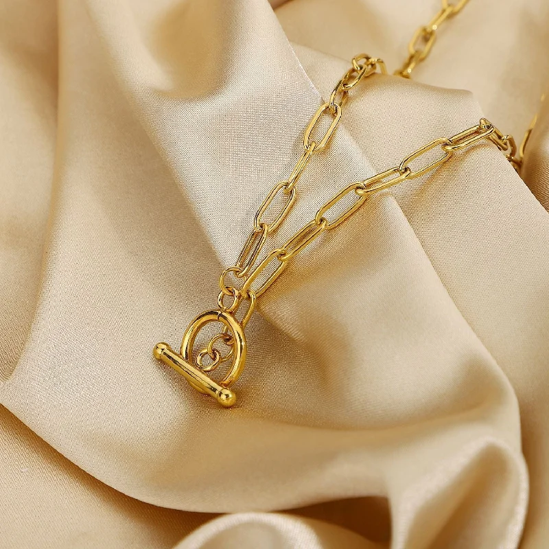 Vintage Silver Necklaces-IG Style Chain Stainless Steel 18K Gold Plated Necklaces