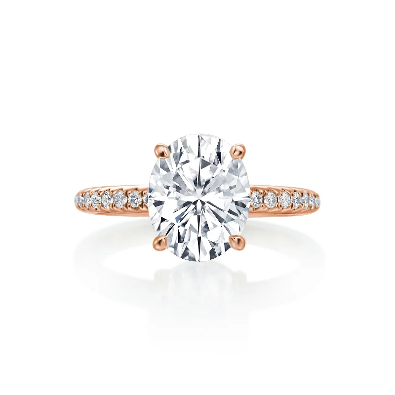 Trendy Rings-Lincoln Park Oval Diamond Hidden Halo Wedding Ring