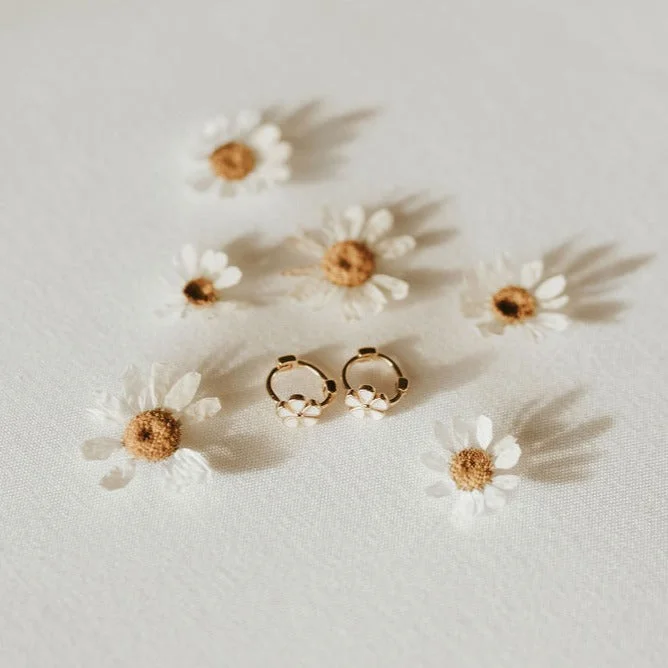 Luxury Earrings for Brides-Flower Mini Hoops