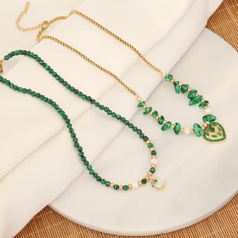 Simple Necklaces-Heart Malachite Handmade Necklaces