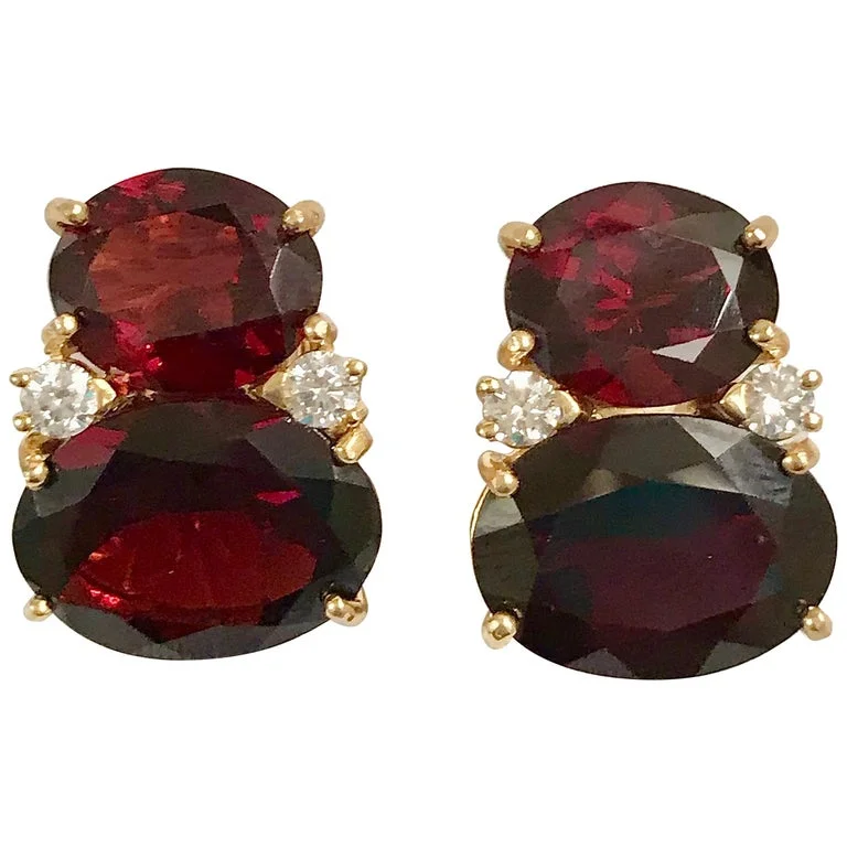 Pearl Cluster Earrings-Large GUM DROP™ Earrings with Garnet and  Diamonds