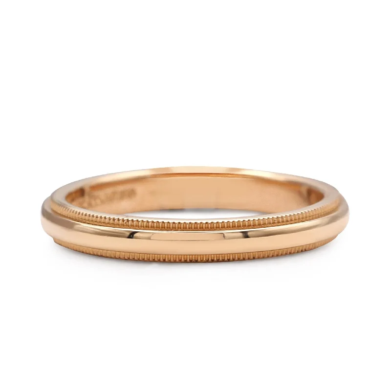 Boho Rings-Tiffany & Co 3mm Millgrain Edge Court Wedding Ring