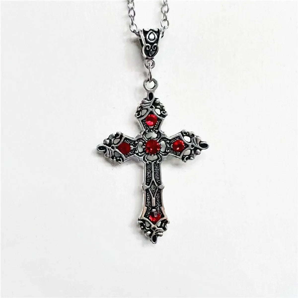 Bridesmaid Necklaces-Gothic Cross Alloy Inlay Zircon Women'S Pendant Necklace