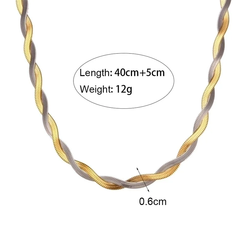 Double-Layer Necklace-Gold and Silver Two-Tone