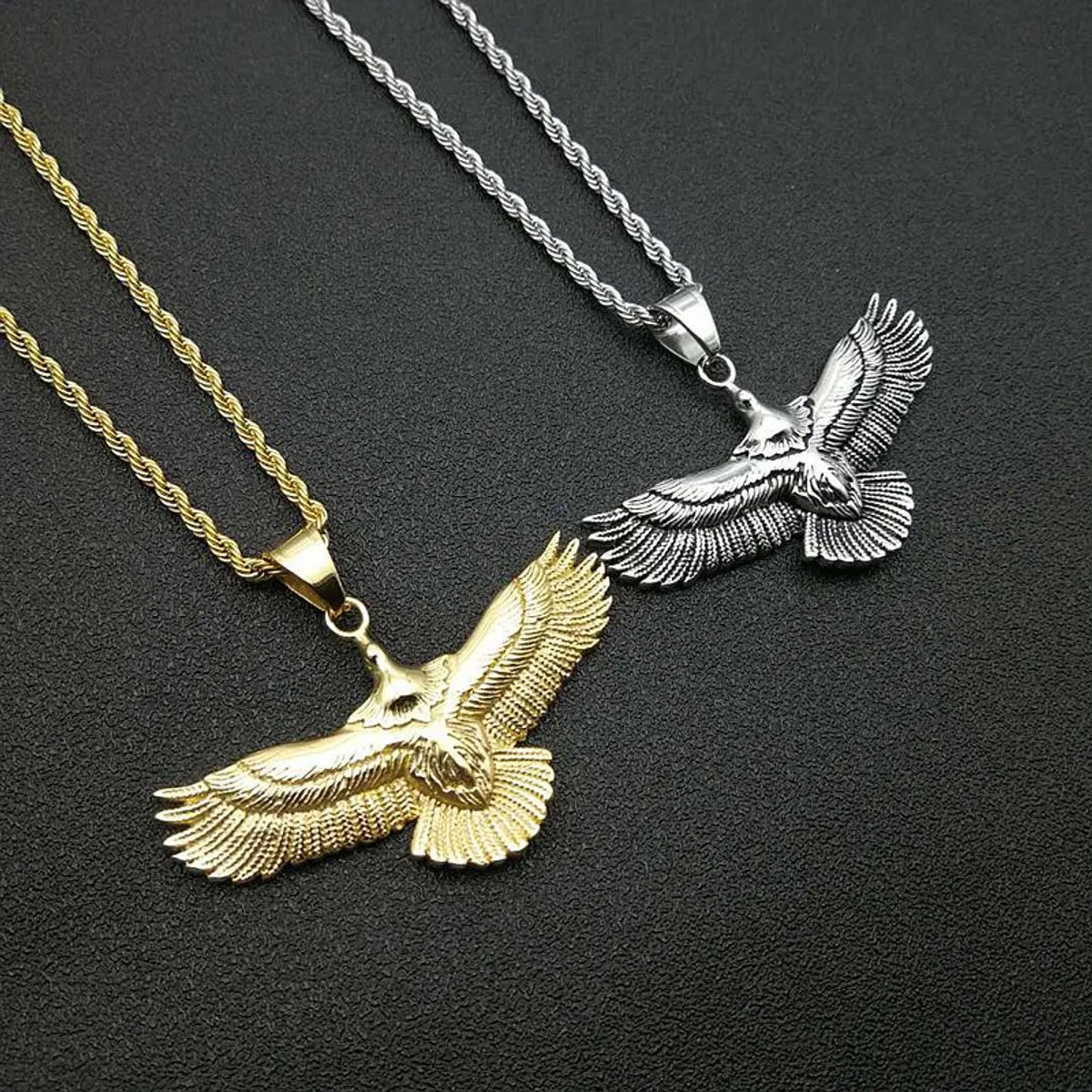 Pendant Necklaces-Hip-Hop Eagle Titanium Steel Plating Unisex Pendant Necklace