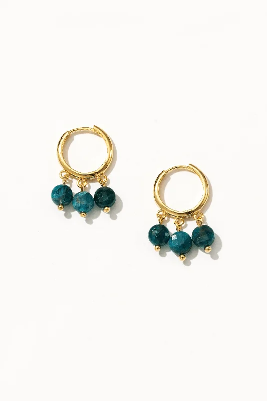 Oval Hoop Earrings-Apatite Trio Drop Earrings