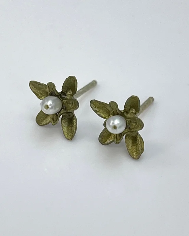 Golden Hoop Earrings-Flowering Thyme Stud Earrings