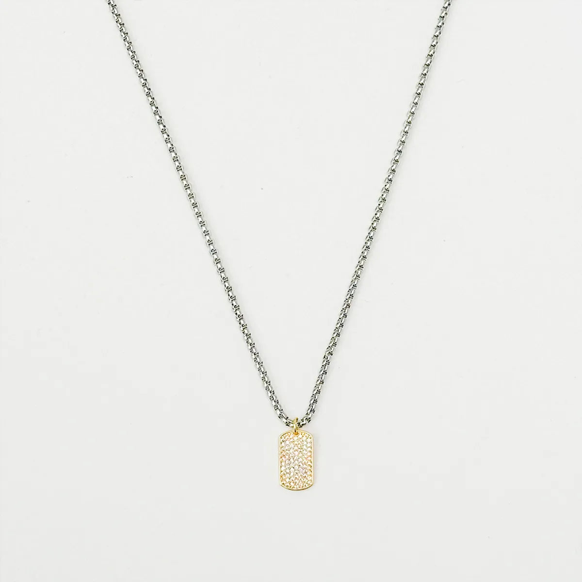 Gold Zircon Pendant with Steel Chain