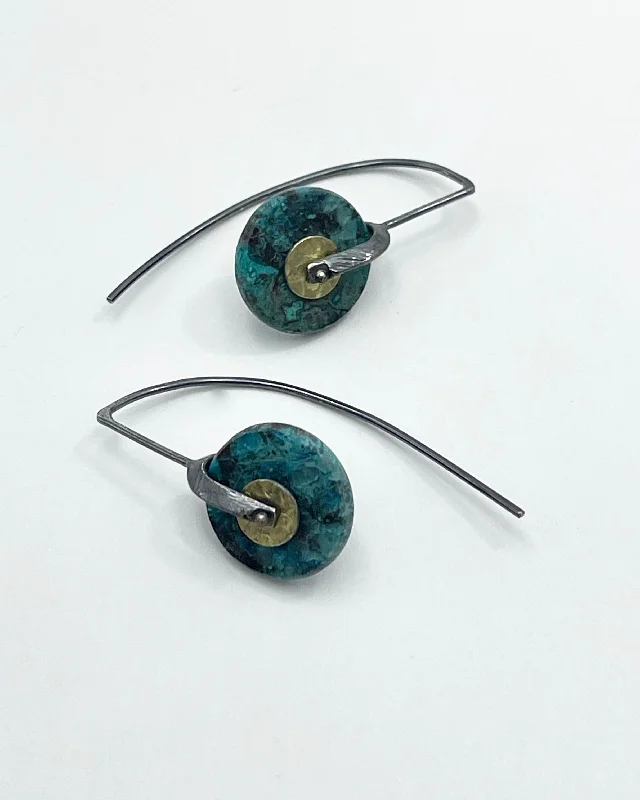 Large Earrings-Heather Guidero Chrysocolla Bridle Bit Earrings