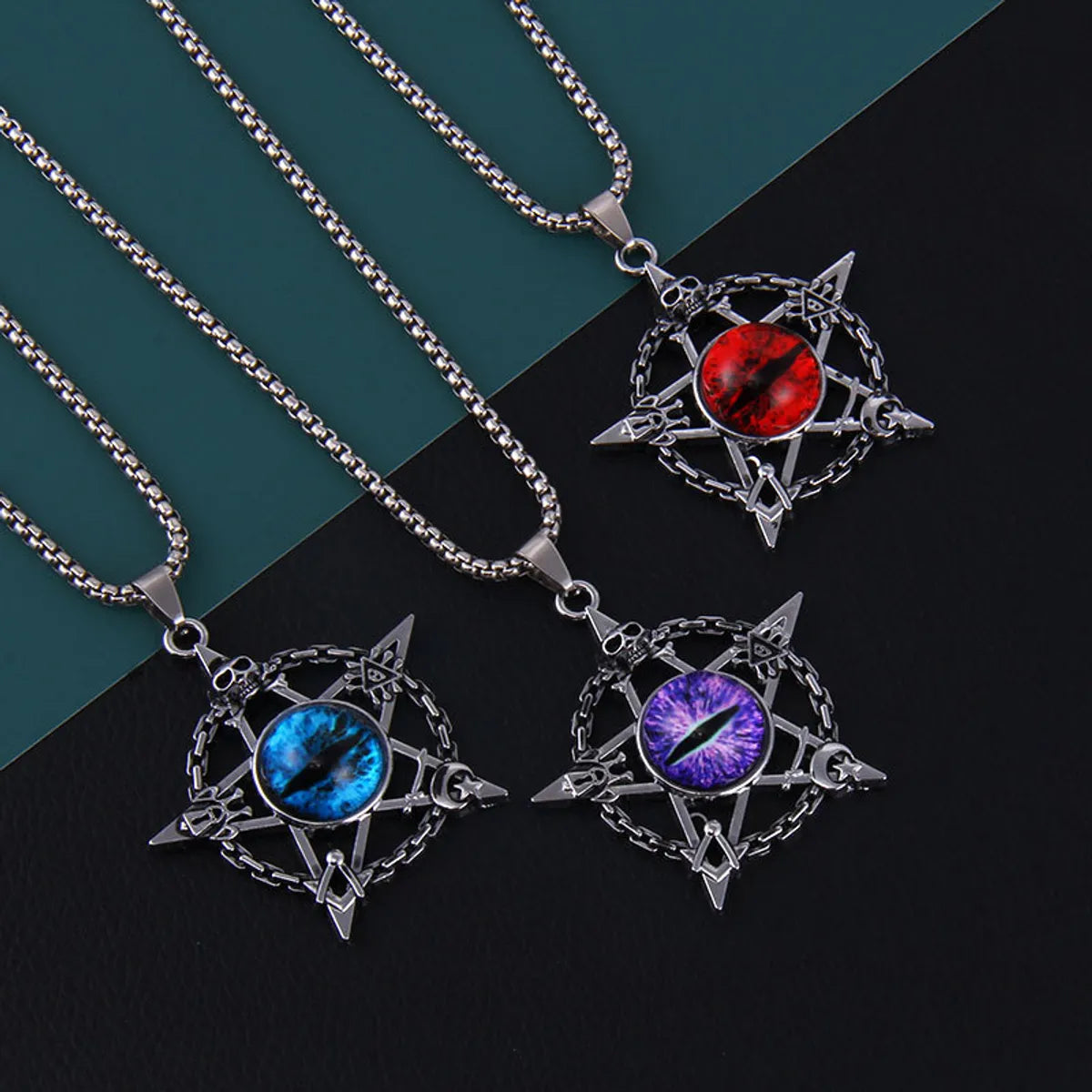 Wedding Pendant Necklaces-Wholesale Jewelry Fashion Pentagram Devil'S Eye 201 Stainless Steel Zinc Alloy Resin Pendant Necklace