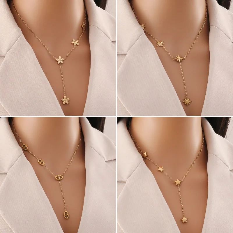 Bridal Set Necklaces-Fashion Flower Stainless Steel Electroplating Necklaces