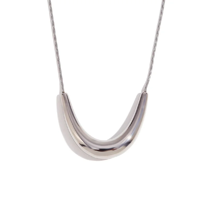 Arc V-shaped pendant snake bone chain - steel color