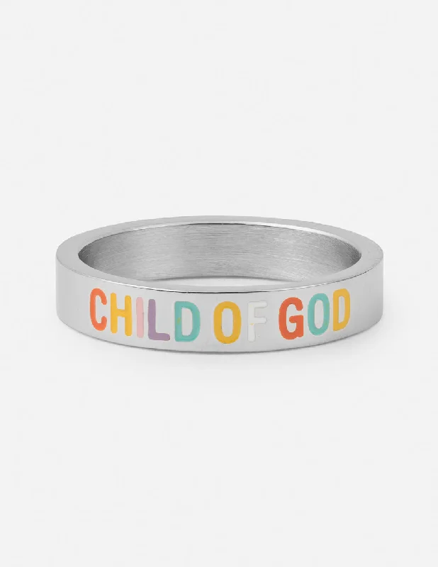 Luxury Wedding Bands-Silver Child of God Ring