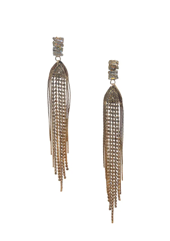 Wooden Earrings-Diamond Illusion Long Statement Earrings