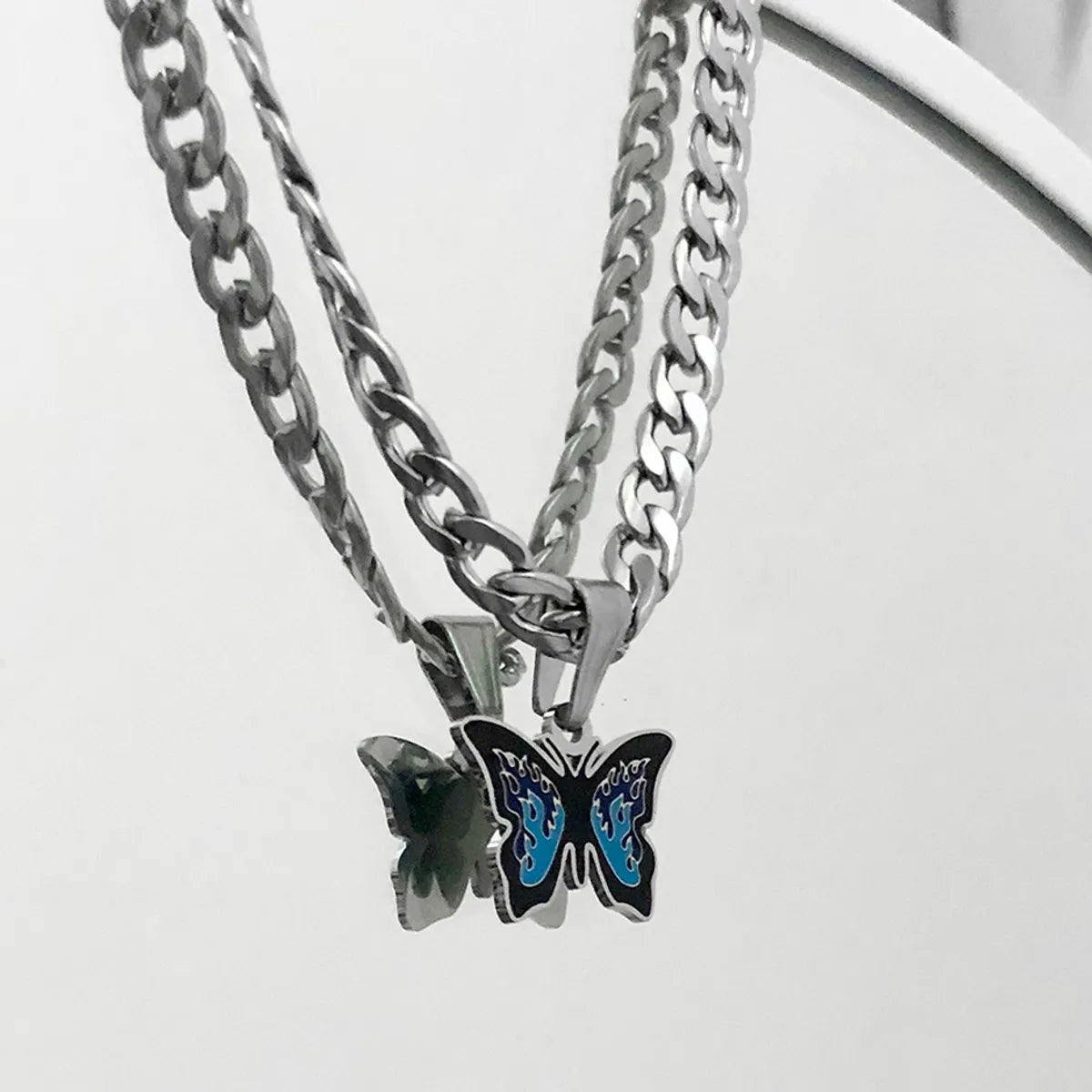 High-End Necklaces-Ins Style Butterfly Titanium Steel Enamel Pendant Necklace 1 Piece