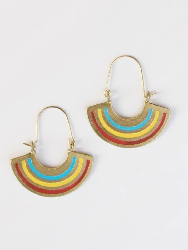 Silver Earrings-Petite Rainbow Earrings - Multi Color