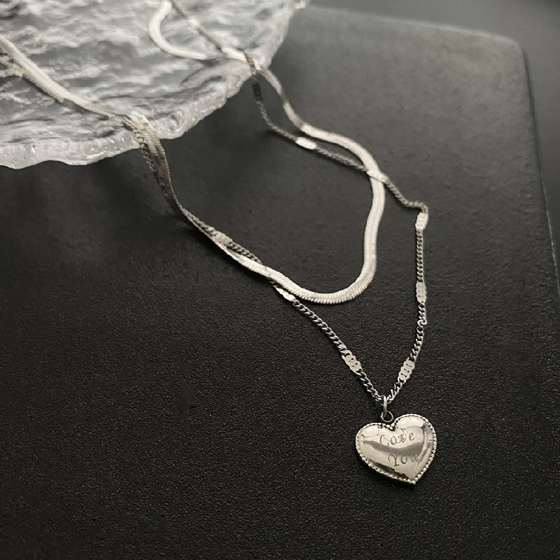 828LOVE Love Double Layer Necklace Silver