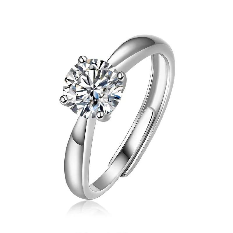 Moon Rings-FANCIME Classic Round Cut Solitaire Moissanite Sterling Silver Ring