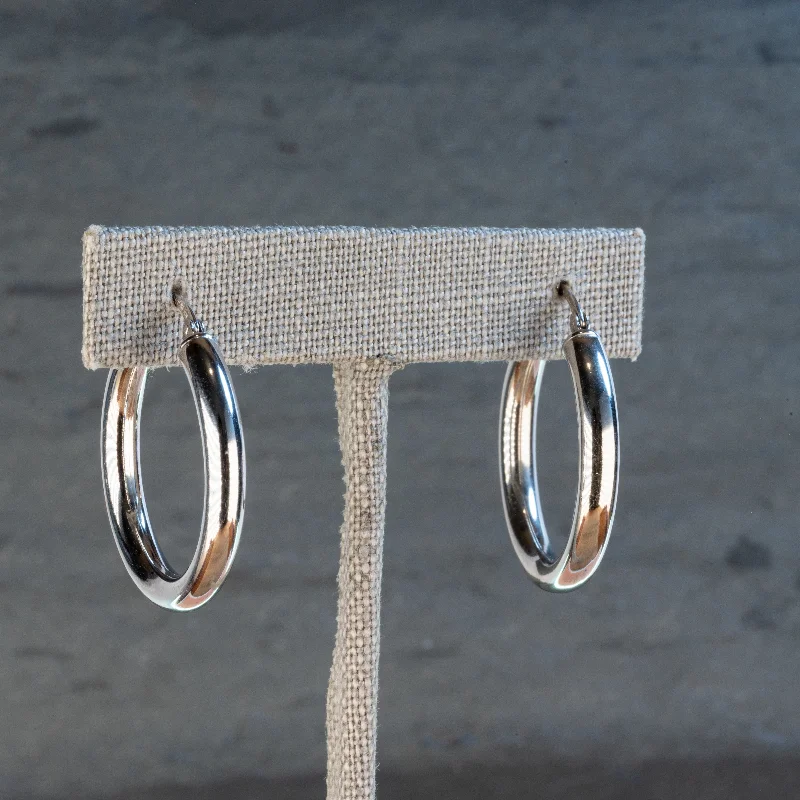 Black and Gold Earrings-Sterling 4x25mm Hoops