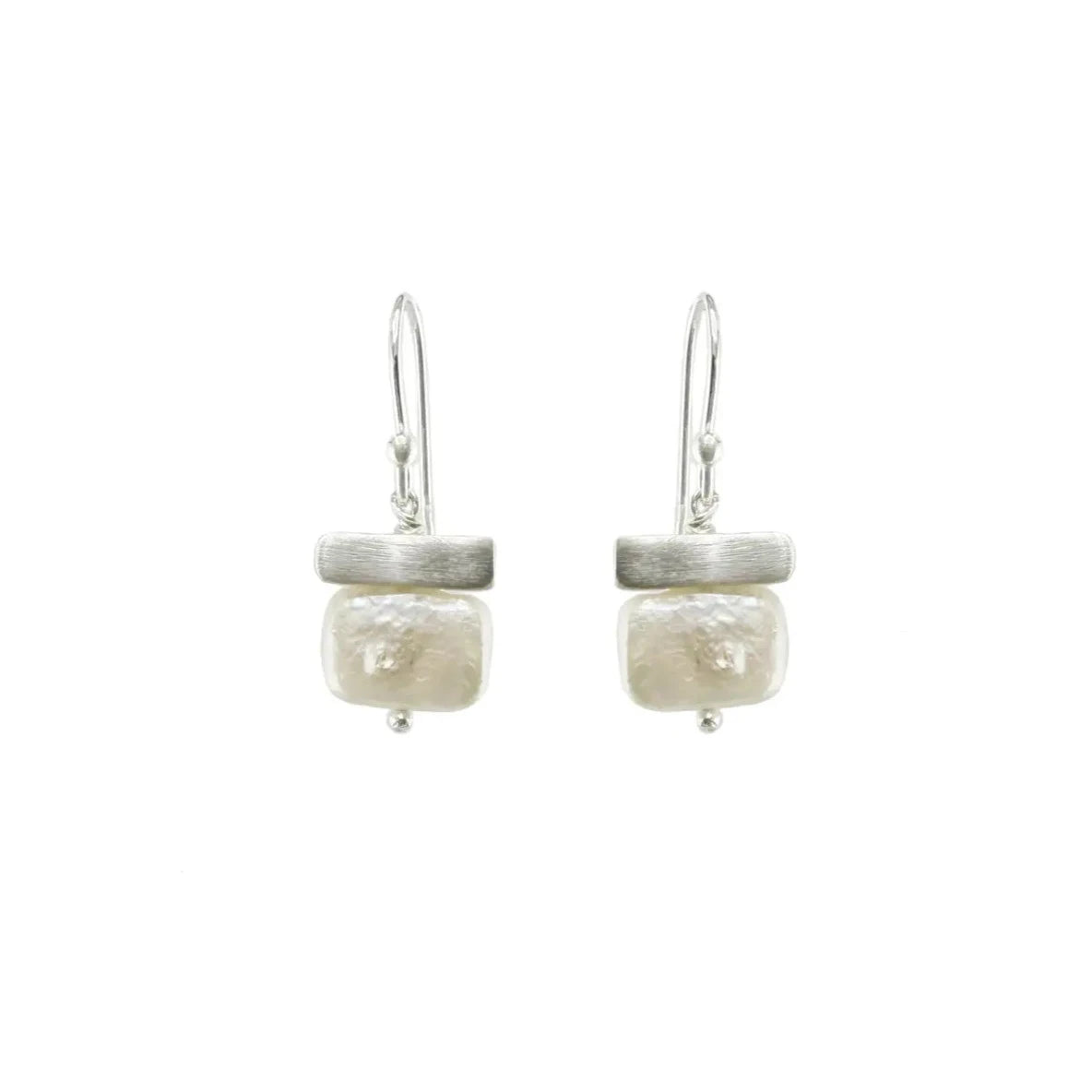 Large Stud Earrings-Sterling Pearl Bar Earrings