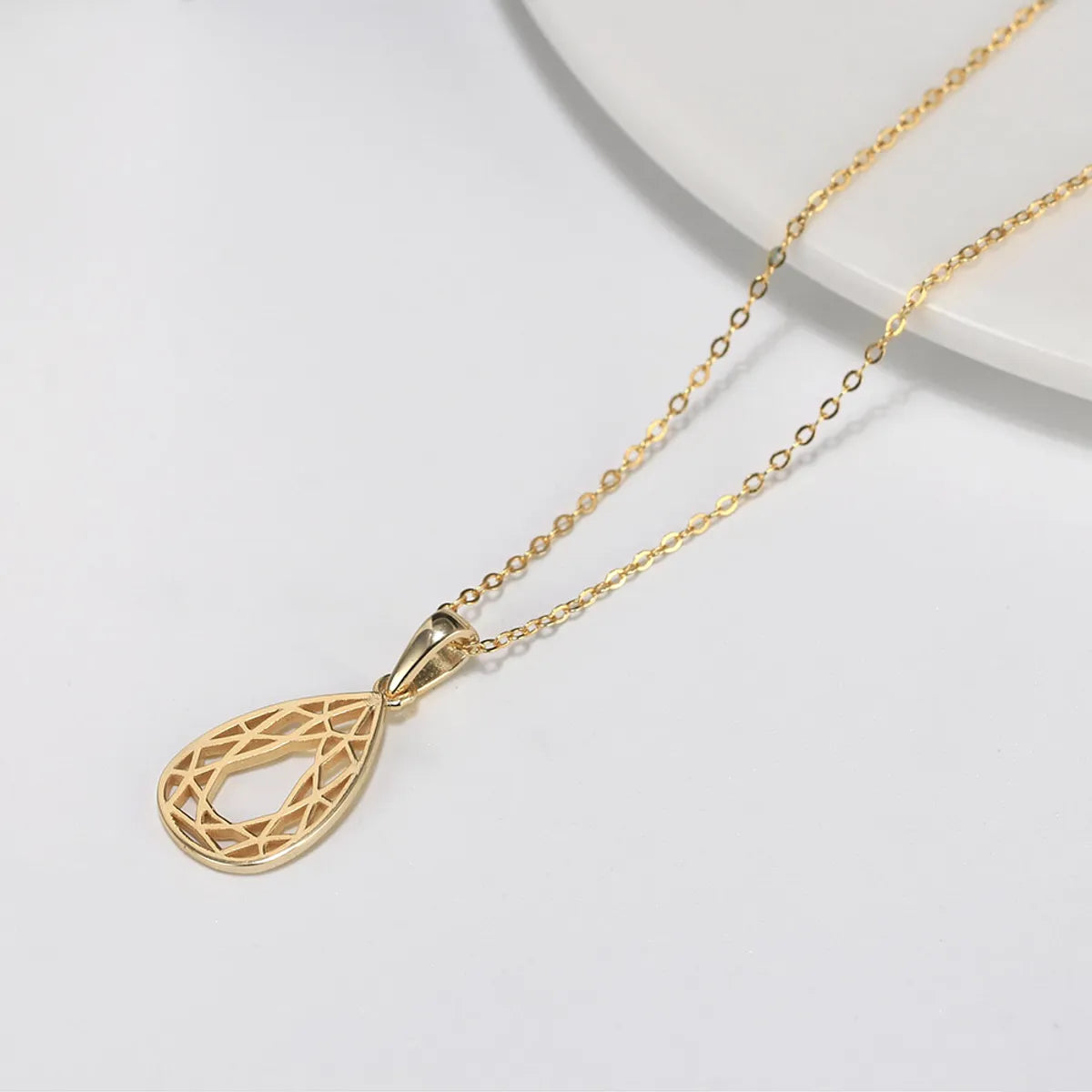 Custom Necklaces-Casual Simple Style Water Droplets Sterling Silver Plating Hollow Out 14k Gold Plated Silver Plated Pendant Necklace