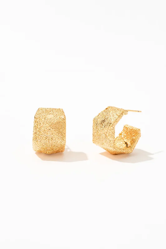 Chic Gold Earrings-Morwenna Frosted Huggie Earrings