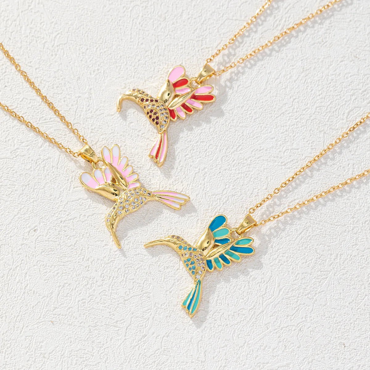 Elegant Gold Necklaces-Vintage Style Bird Copper Plating Inlay Rhinestones Pendant Necklace