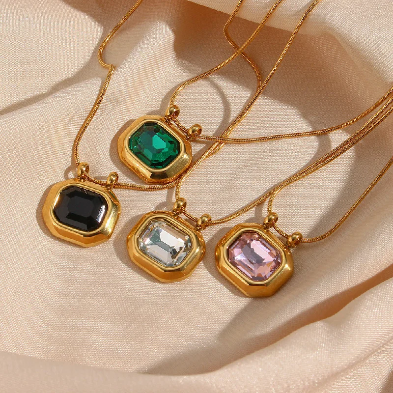 Gold-Plated Necklaces-Fashion Ellipse Geometric Stainless Steel 18K Gold Plated Necklaces