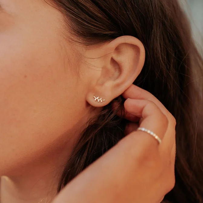 Unique Earrings-Laurel Gold Leaf Studs