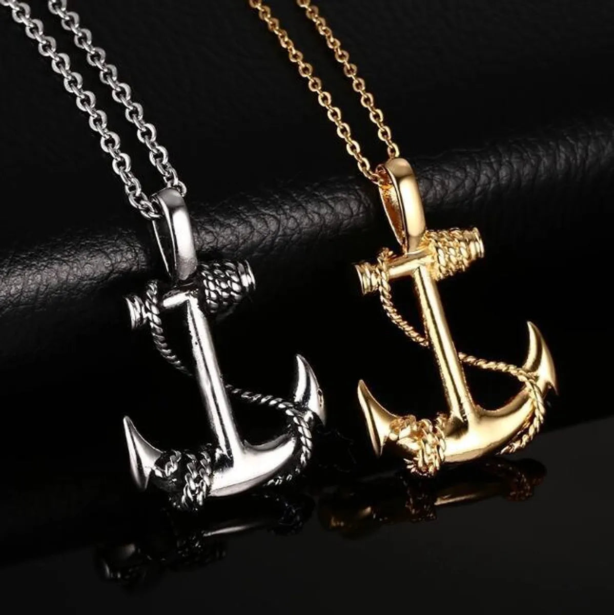 Luxury Necklaces-Hip-Hop Anchor Stainless Steel Alloy Plating Men'S Necklace 1 Piece