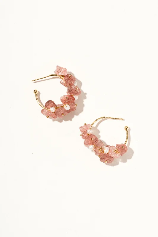 Silver Tassel Earrings-Isolara Strawberry Quartz Earrings