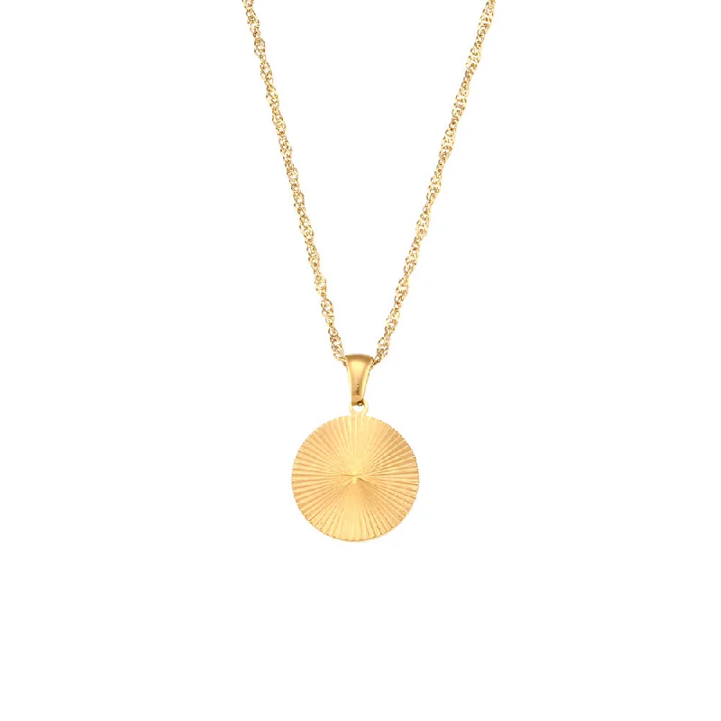 Striped Geometry Pendant Necklace - Circular