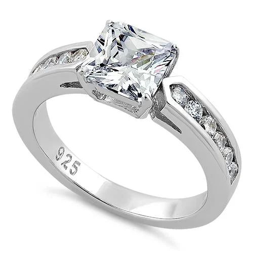 Personalized Rings-Sterling Silver 2 ct. Princess-Cut CZ Ring