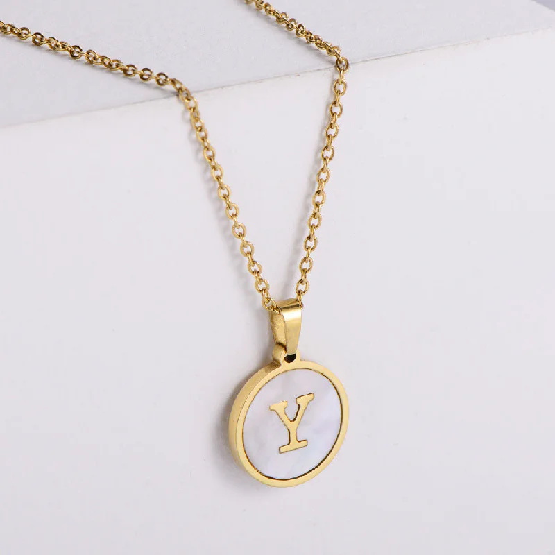 Pendant Necklaces-Simple Style Letter Shell Pendant Necklace