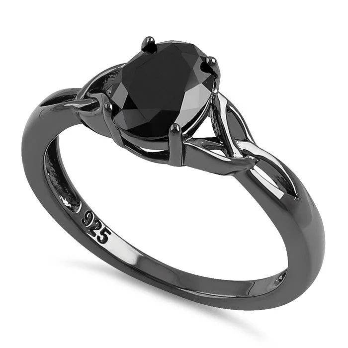 Couples Rings-Sterling Silver Black Rhodium Black CZ Ring