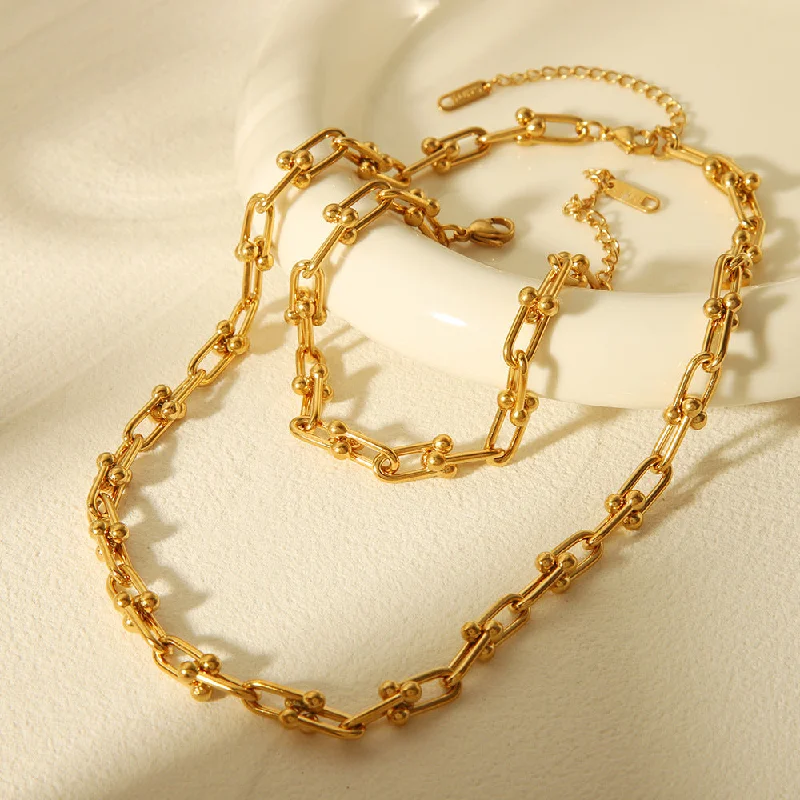 Simple Chain Necklaces-IG Style Geometric Artificial Crystal Electroplating Necklaces