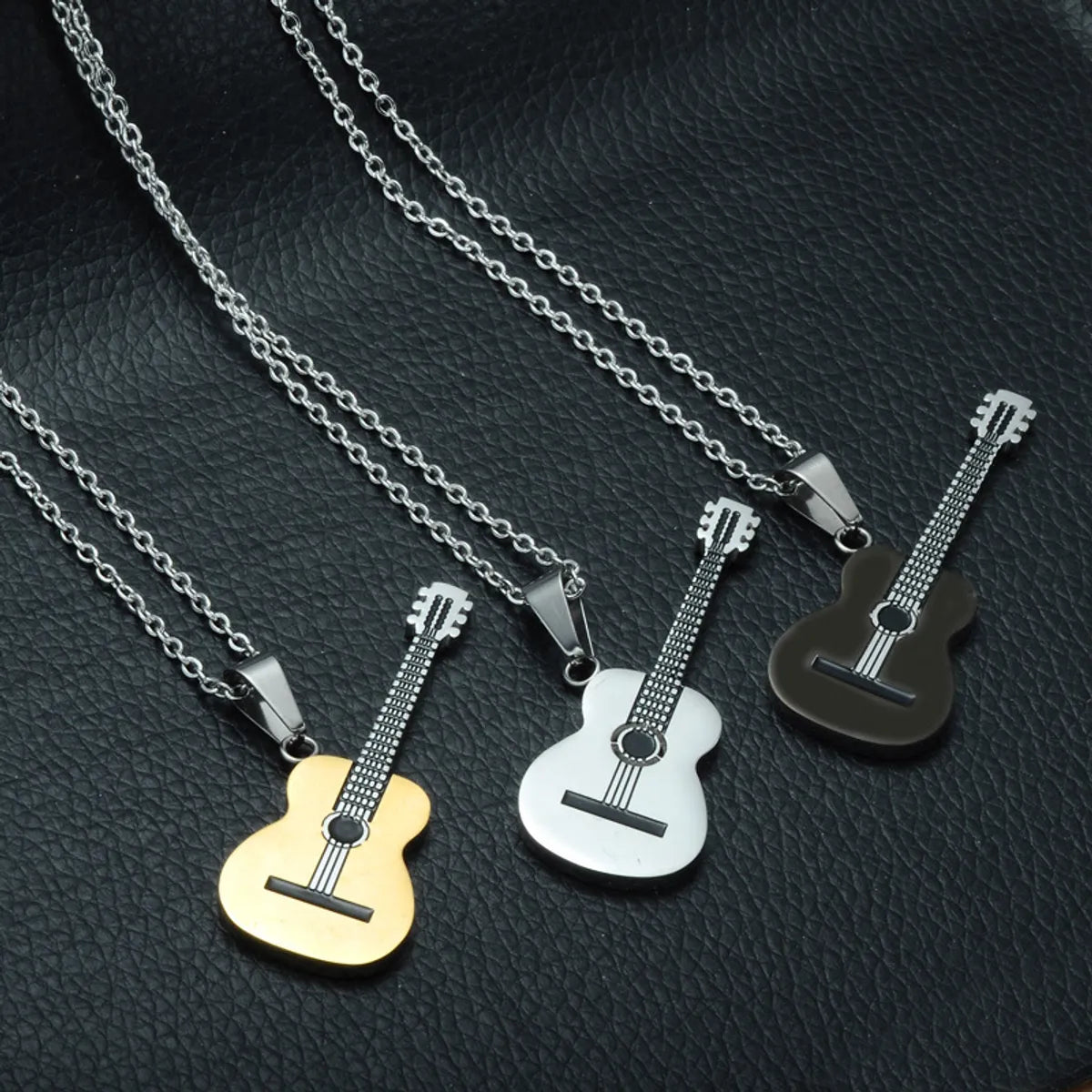 Engagement Necklaces-Hip-Hop Guitar 304 Stainless Steel Unisex