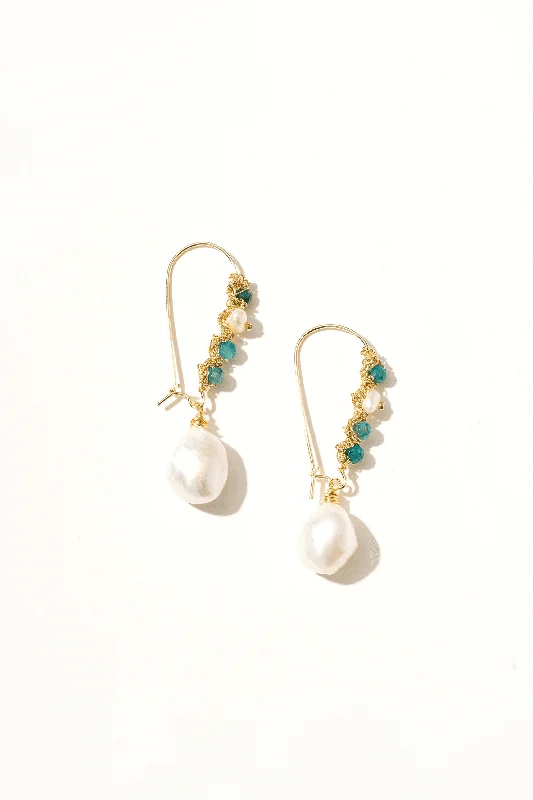 Gold and Diamond Earrings-Ellarian Pearl & Gem Mix Drop Earrings