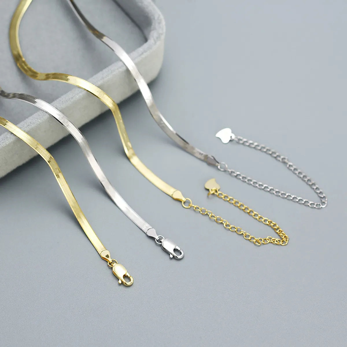 Affordable Gold Necklaces-1 Piece Punk Solid Color Sterling Silver Plating Necklace