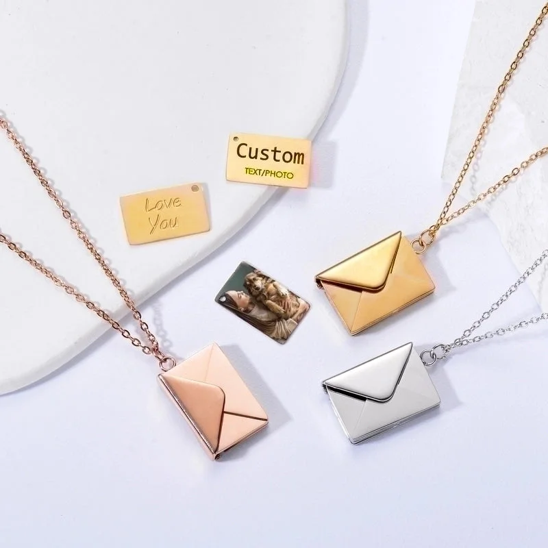 Personalized Gold Necklaces-Simple Style Envelope Stainless Steel Titanium Steel Plating Pendant Necklace