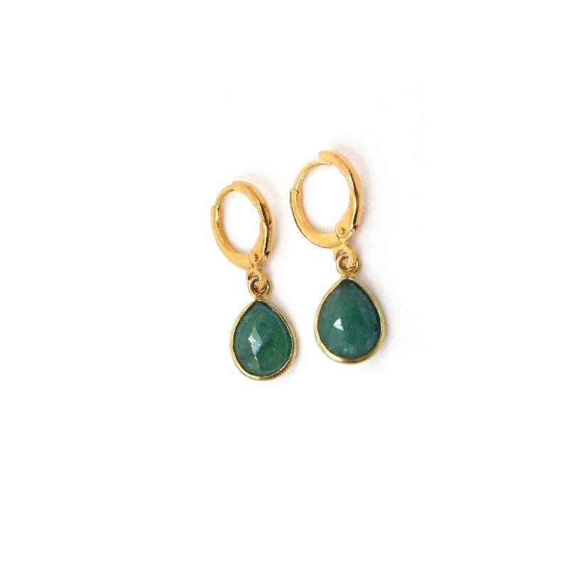 Silver Pearl Earrings-Emerald Teardrop Earrings