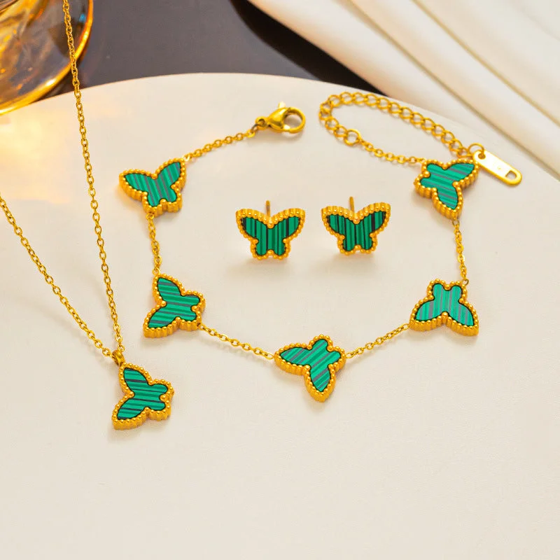 871 Green Shell Butterfly Three piece Set