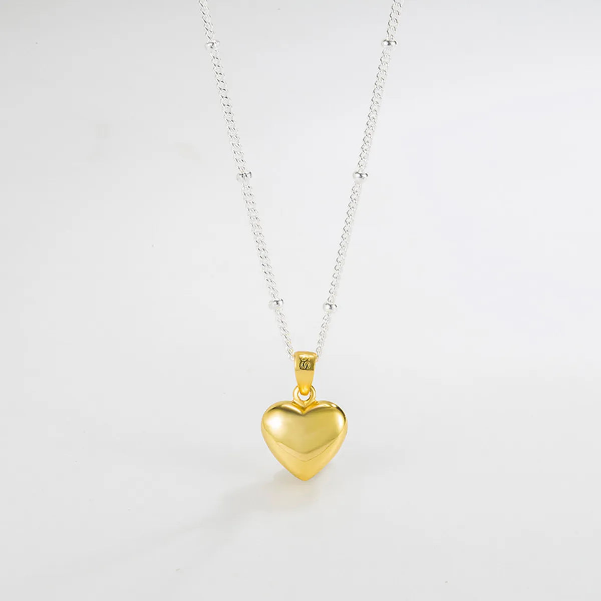 Fine Gold Necklaces-Simple Style Heart Shape Silver Plating Pendant Necklace 1 Piece