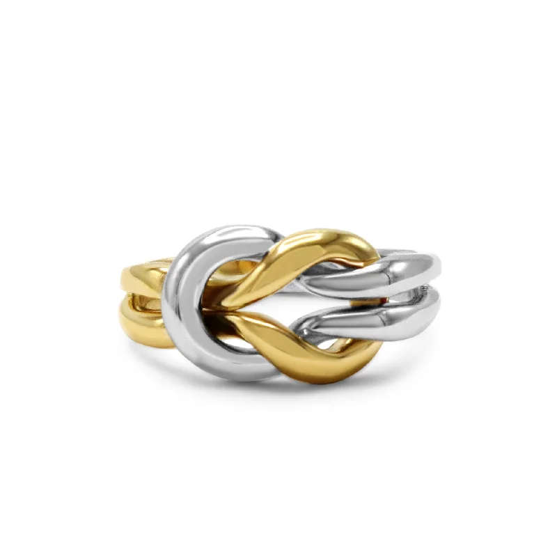 Customizable Rings-Two Colour Knot Ring - 18ct Yellow & White Gold