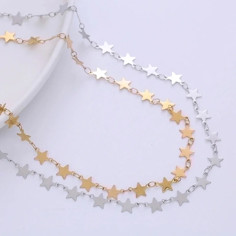 Statement Necklace Set-Simple Style Star Stainless Steel Plating Chain Choker